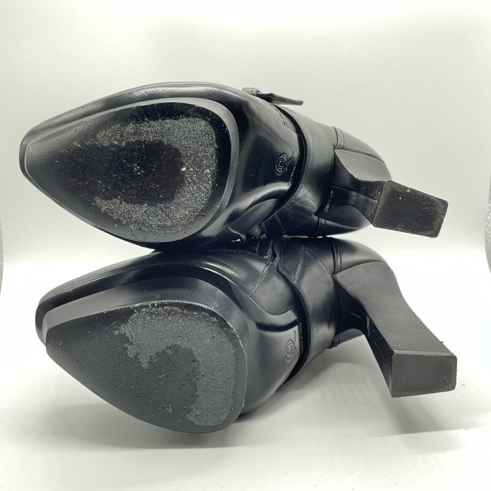 Alexander McQueen Black Leather Block Heel Buckle Ankle Boots Bootie SZ 36.5 6.5 - Picture 12 of 14